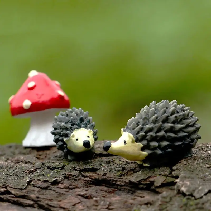Искусственный Мини Ежик с красной точкой грибы миниатюрюры сказочные садовые - Фото №1