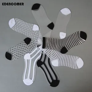 Носки женские короткие с прозрачными кристаллами, 4 парыЛот, 2019 чистый шелк, кружевные, белые, корейский носок