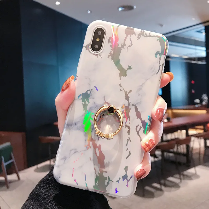 Роскошный блестящий лазерный чехол под мрамор для iPhone X XS XR Max Phone Чехол 6 S 7 8 Plus