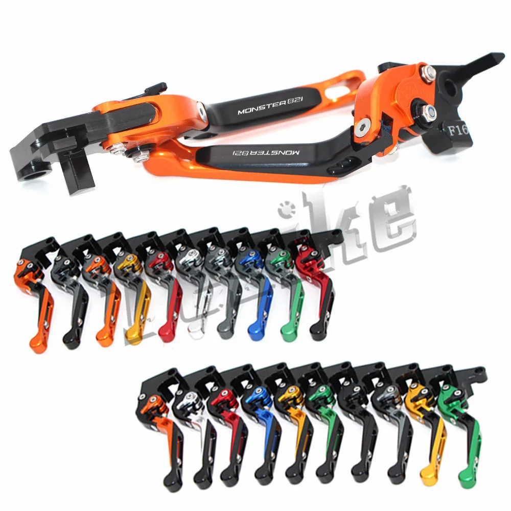 

CNC Brake Clutch Levers Motorcycle For DUCATI MONSTER 821 MONSTER821 2014 2015 2016 Foldable Extendable Logo (MONSTER 821)