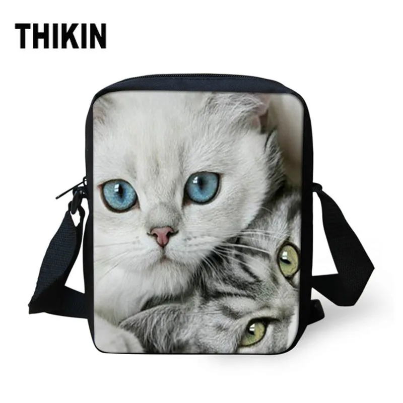 Детские сумки мессенджеры THIKIN Kawaii с 3D рисунком кота через плечо для маленьких