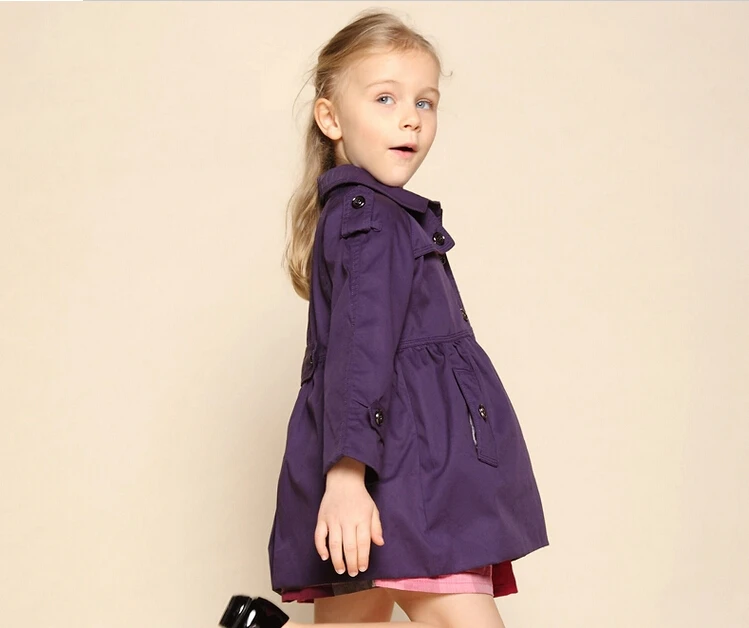 Fashion Children Clothes 2014 Outwear Girls Trench Red&ampPurple&ampKhaki 3 Colors Free Shipping A434 | Мать и ребенок