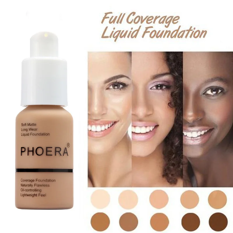 Жидкая матовая основа PHOERA с полным покрытием для макияжа лица естественный