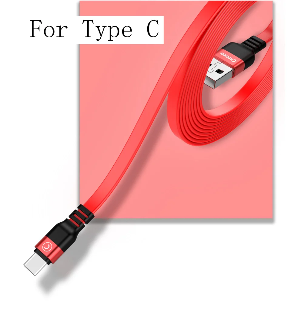 Red For Type C Шнур зарядки мягкий CASEIER Micro USB кабель мягкий силиконовый быстрой зарядки синхронизации данных кабель для samsung huawei Xiaomi LG type c Android Прочный USB шнур шнур силиконовій для бижутерии кабель micro usb - Цвет: Red For Type C
