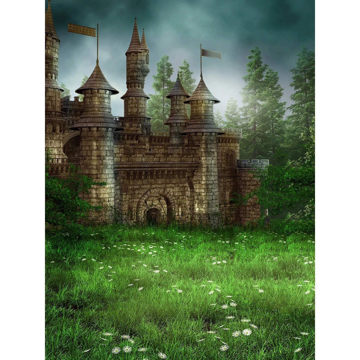 Allenjoy Vinyl photo studio Background The castle grassland fairyland blurring backdrop picture children's photocall | Электроника