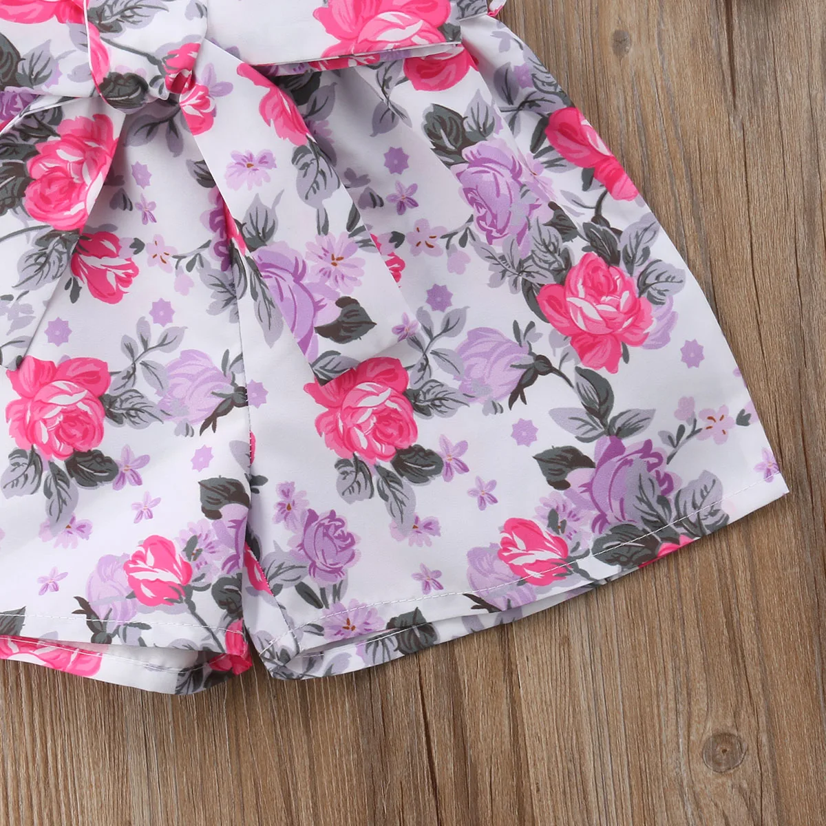 

3 Colors Toddler Baby Girl Kids Off Shoulders Summer Belt Bandage Floral Bodysuit Jumpsuit Sunsuit Summer Clothes Outfits