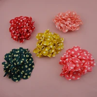 10pcs 12 0cm 4 75 big polka dotted satin fabric flowers appliques brooch corsage no clip hair flower for headbands