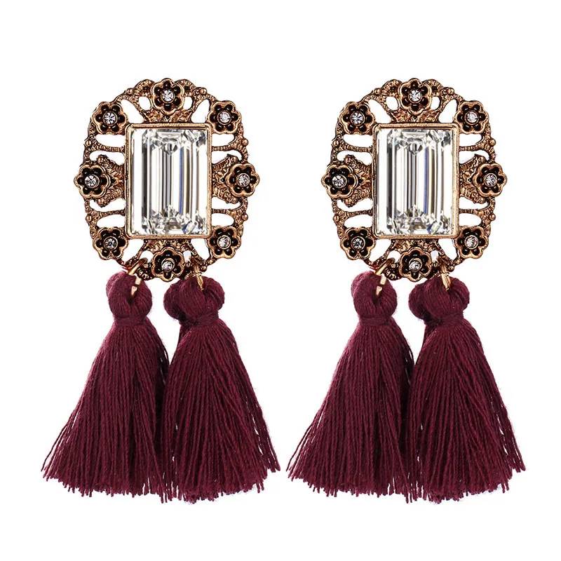 Crystal tassel bohemian earrings 2018 for women fashion jewelry drop | Украшения и аксессуары