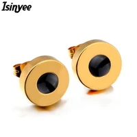 isinyee fashion resin crystal small round circle stud earrings for women 2021 stainless steel gold silver jewelry bijoux femme