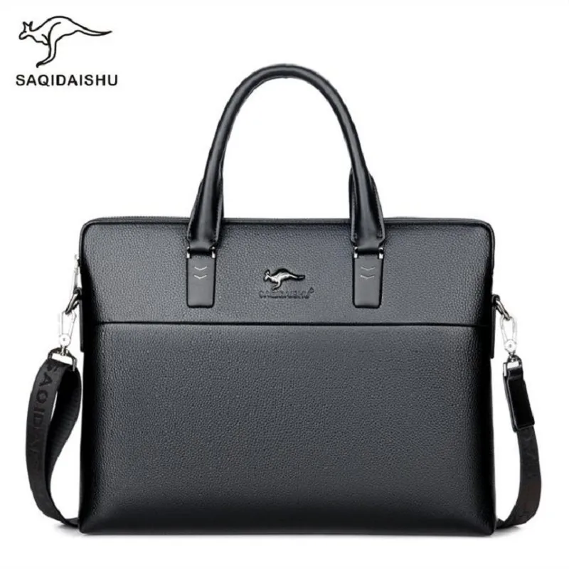 Men briefcases big business Bag a4 notebook Split Leather formal work bags Male Crossbody Messenger handbags