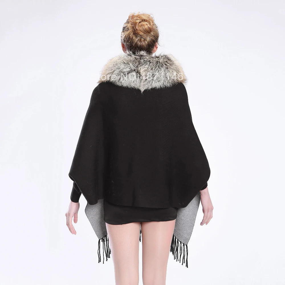 Spring Autumn women lady noble DOT genuine red fox or silver fur collar shawl real bat coat Pashmina overcoat clothes | Аксессуары для