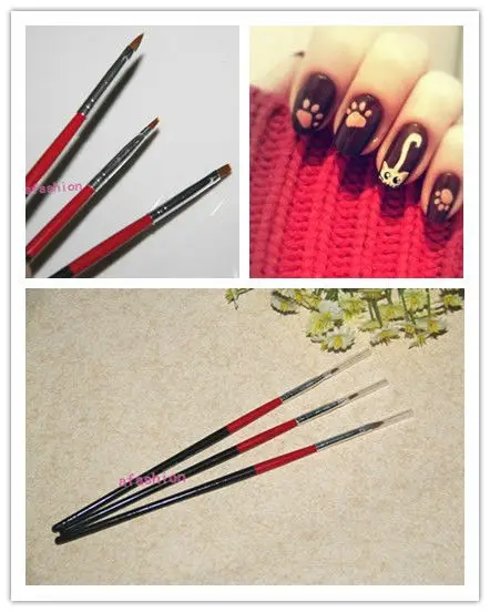 

3pcs/set UV Gel Acrylic Nail Art Pen Brush Set for Nails Drawing Fast Shipping