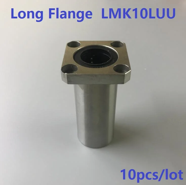 10pcs/lot LMK10LUU 10mm 10*19*55mm long type square Flange linear motion ball bearings bushing for 3d printer 10x19x55mm