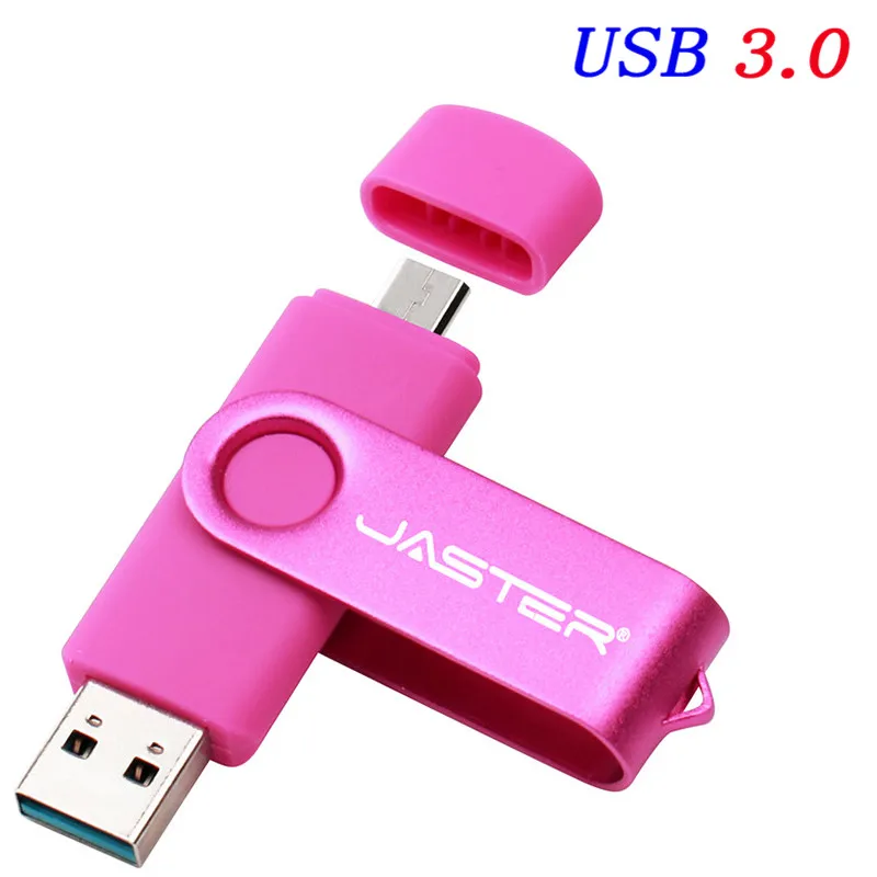Pink JASTER USB 3,0 логотип клиента OTG ручка-накопитель 4 ГБ 8 ГБ 16 ГБ 32 ГБ 64 ГБ 128 ГБ Флешка металлический usb флеш-накопитель карта памяти - Цвет: Pink