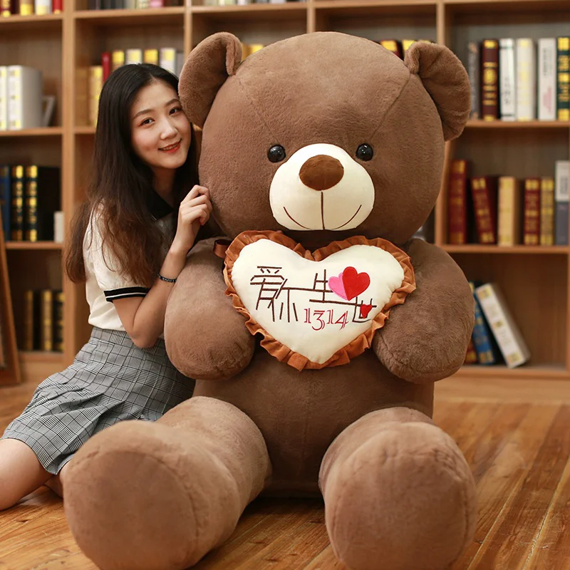 1 шт., большой плюшевый мишка I Love You, мягкая игрушка с сердечком, подарок на день Святого Валентина, День рождения, Рождество для девочек