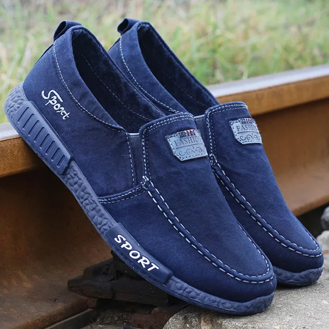 218-Blue Новинка; Джинсовая парусиновая обувь; дышащая мужская обувь; мужская повседневная обувь без застежки; мужские кроссовки на резиновой подошве; Мужская обувь; модные кроссовки - Цвет: 218-Blue