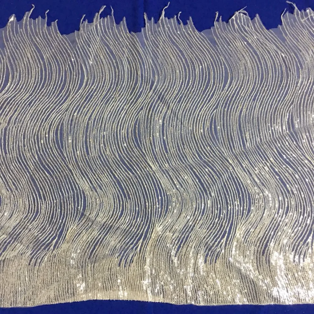 

3yards/lot off white sequins Lace trim 55cm width DIY Embroidered wedding dress Lace Trim Cord For Sewing Decoration