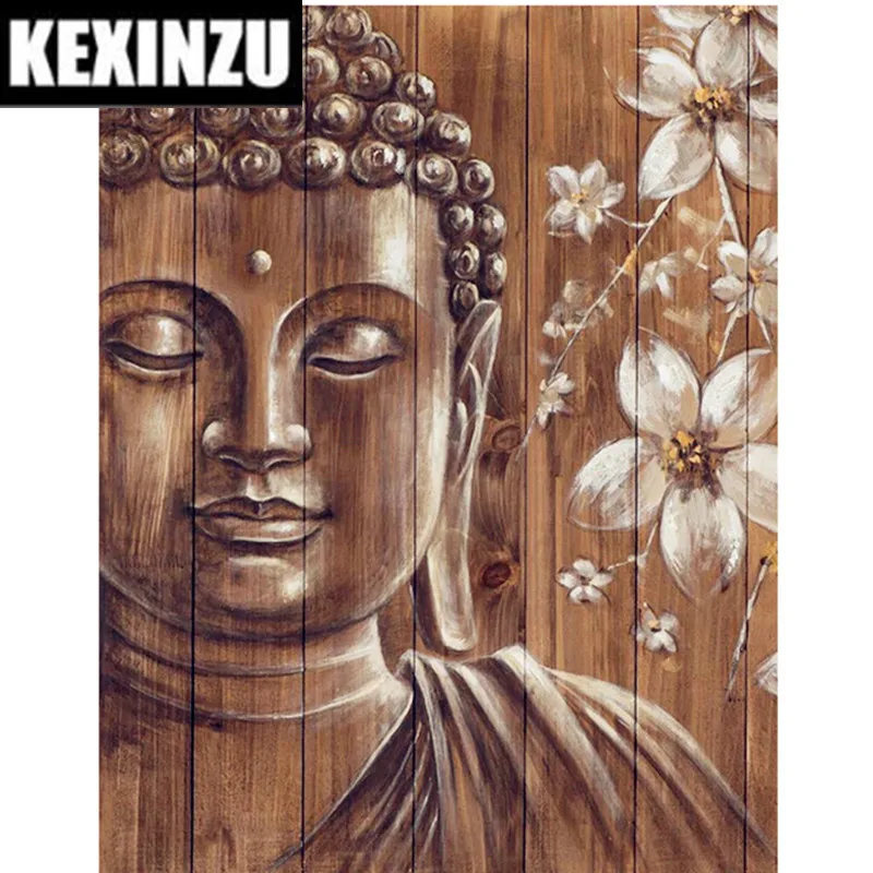 

Картина из квадратных страз Kexinzu "сделай сам", вышивка крестиком, деревянная, Buddha-3d, круглая вышивка, мозаика из смолы, домашний декор, подарок...