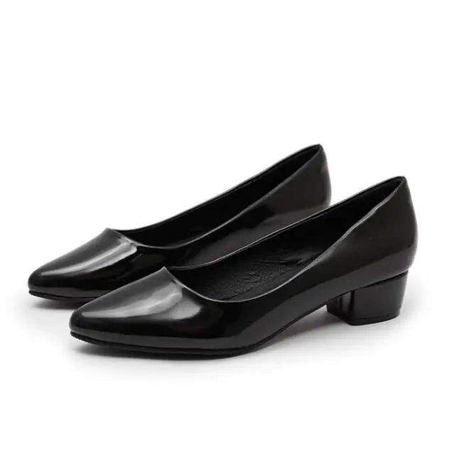 patent leather point 3 вида стилей кожаные туфли; женские туфли-лодочки на квадратном каблуке средней высоты в сдержанном стиле; женские весенние офисные туфли из органической кожи; женские деловые туфли на высоком каблуке - Цвет: patent leather point