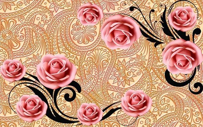 Пользовательские 3d фото обои комнаты нетканые фрески рельефная роза цветы