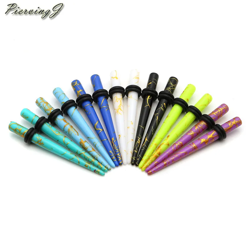 14pcs 4mm Piercingj 14 шт. Ультрафиолетовый акриловый Растяжка комплект с коническим отверстием производства 14G-3/4 набор датчиков уха с коническим отверстием производства с двойной Силиконовое уплотнительное нательное пирсинг-кольцо ювелирные изделия - Окраска металла: 14pcs 4mm