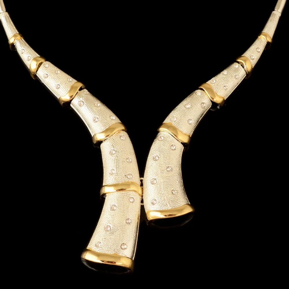 Модный комплект ювелирных изделий в Дубае геометрические серебристые золотые