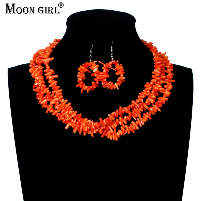 MOON GIRL дизайн настоящий коралловый бисер цепочка модные африканские бусы