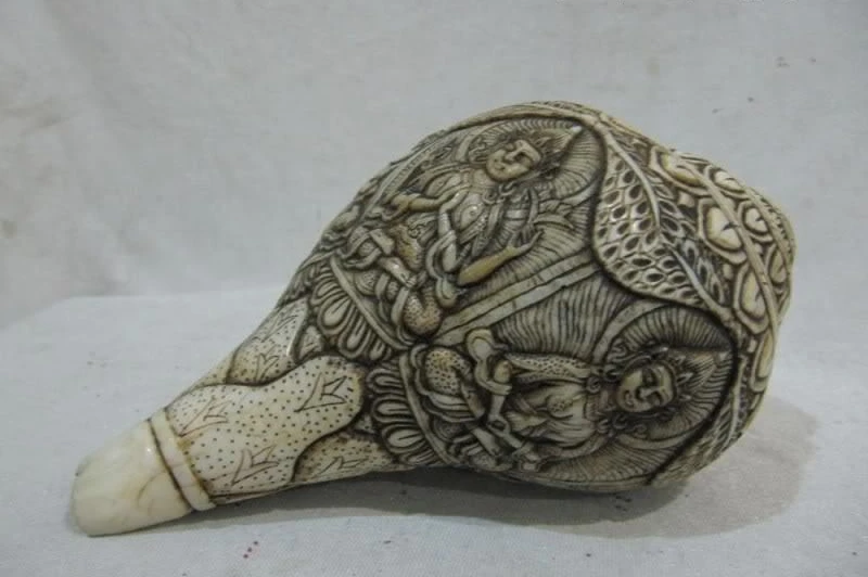 Тибетский буддизм труба раковина резная четыре TaRa padma Kwan-Yin набор Conch of Fame | Дом и