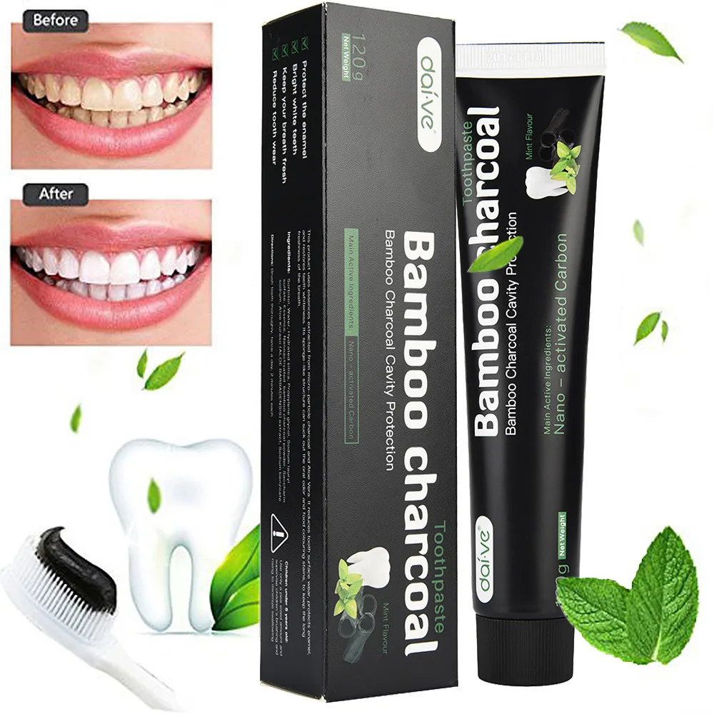 120g Teeth Whitening Toothpaste Activated Charcoal Natural Mint Flavor Dental Cream Pasta de dentes | Красота и здоровье