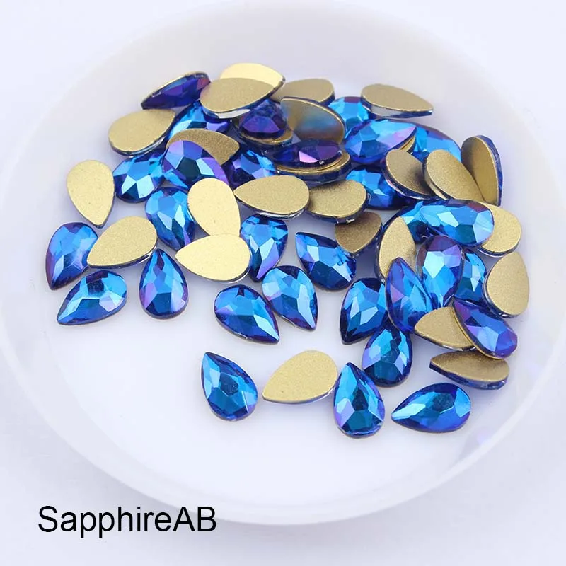 Sapphire AB Модный стиль 3D ногтей Стразы 5X8 мм Капля Flatback Стекло кристаллы Применение для ногтей DIY украшения Стразы - Цвет: Sapphire AB