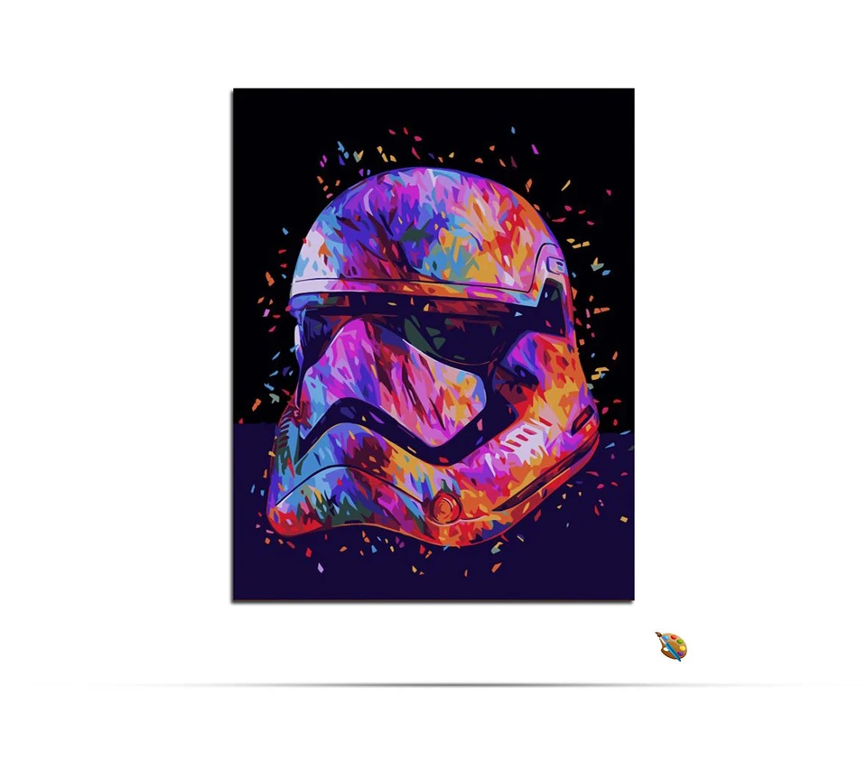 DIY Oil Digital Painting By Numbers On Canvas Movie Poster Wall Art Pictures Living Room Home Decor Star Wars Storm Trooper