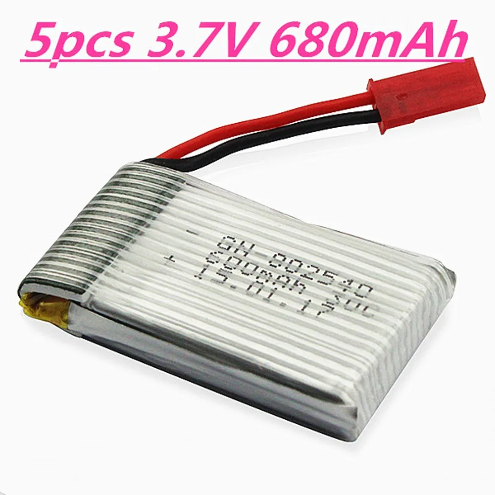 Топ 5 шт. 3 7 V 680 mAh литий полимерный Батарея для FY550 F550 MJX X400 JXD 509G 509 W Камера RC