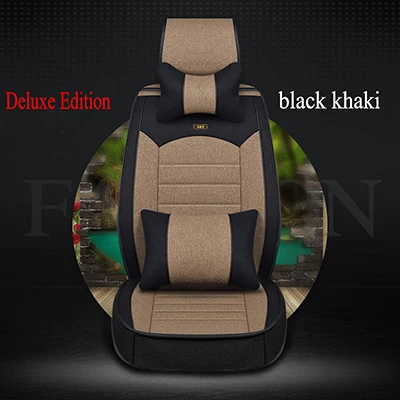 black khaki DE HeXinYan Универсальный Лен автомобилей чехлы для Suzuki swift SX4 Kizashi grand vitara ignis baleno jimny liana Авто стиль - Название цвета: black khaki DE
