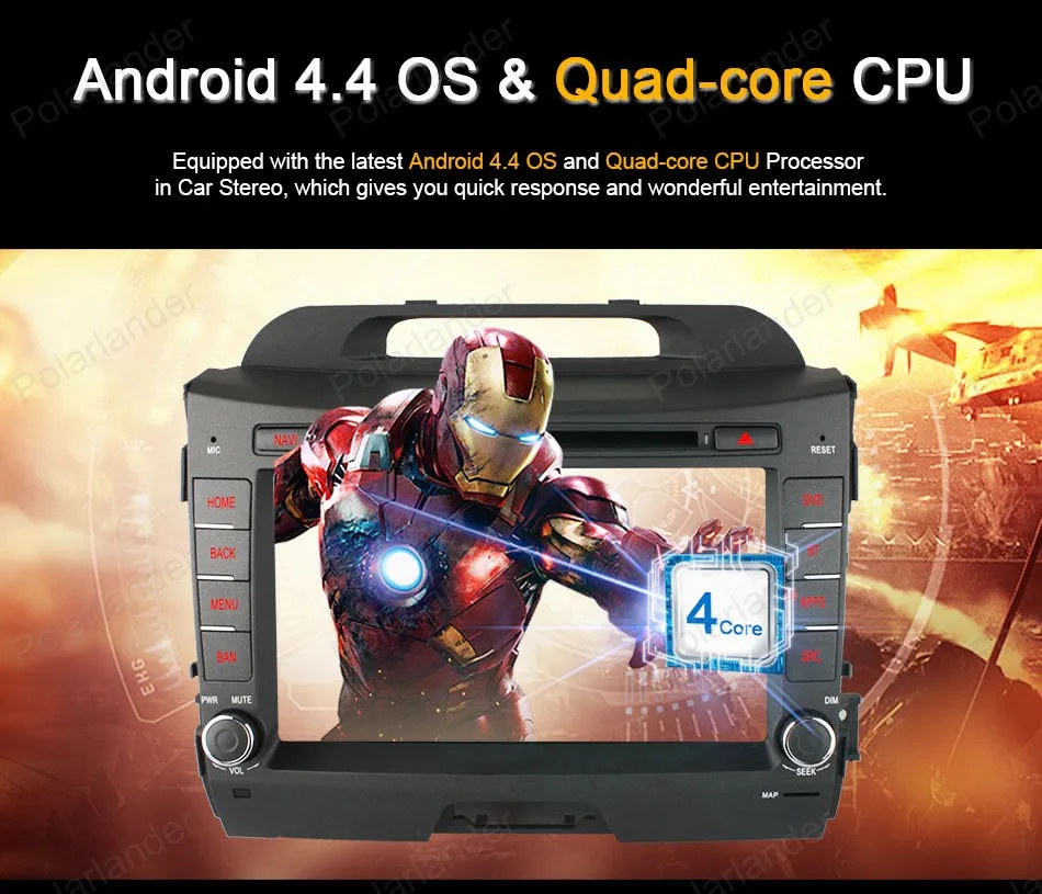 7in 1024*600 Android 4 четырехъядерный автомобильный dvd-плеер с двумя цифровыми входами