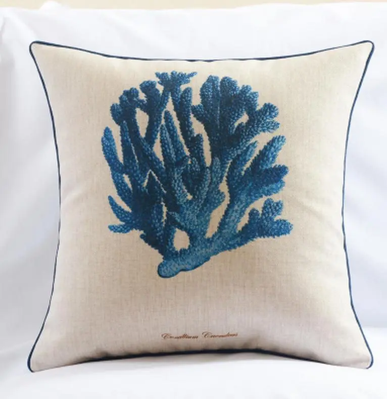 Mediterranean Square Throw Pillow/almofadas Case 45x45 53x53 60x60,nordic Blue Cushion Cover Home Decor image 5