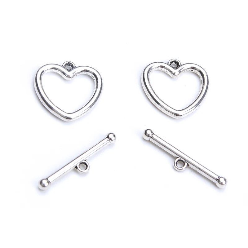 10 шт./лот античный серебряный цвет OT Claps застёжка-тогл соединитель сердце с