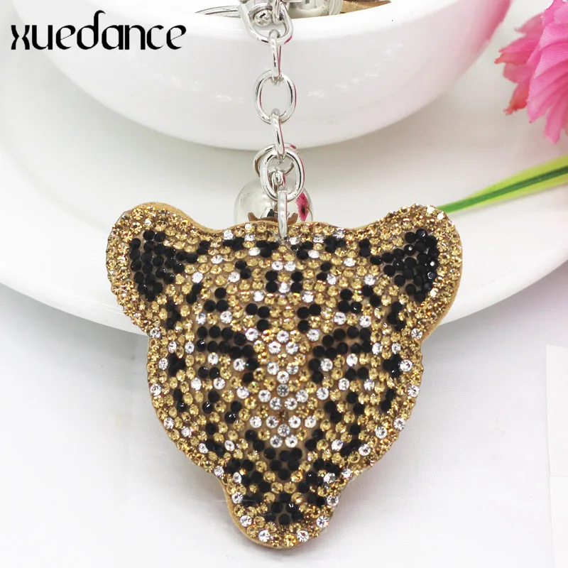 Леопардовая головка милый Кристалл подвеска модный кошелек сумочка брелок для