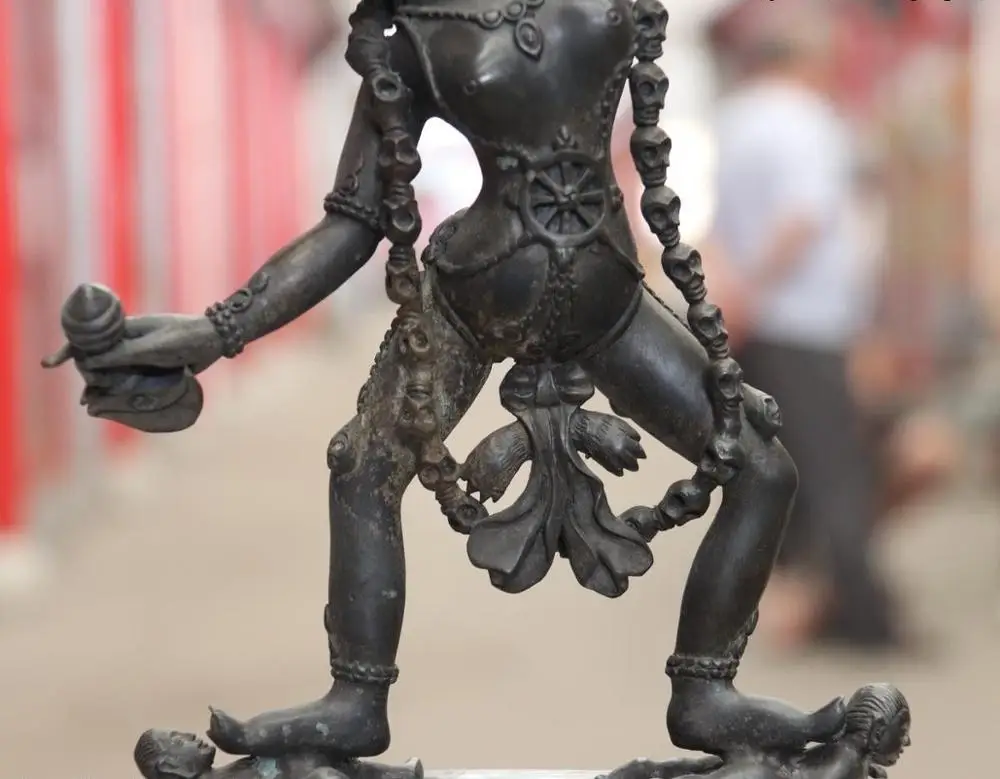 Старая тибетская фиолетовая Бронзовая статуя Vajrayogini Vajravarahi Kalachakra богиня тара |