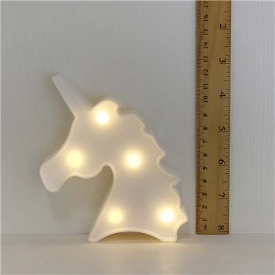 white unicorn head Мультяшные ночные светильники Единорог/Фламинго/Кактус/ананас/Облако/звезда/ракушка/Сердце светодиодный настольная лампа для детской спальни украшения - Испускаемый цвет: white unicorn head