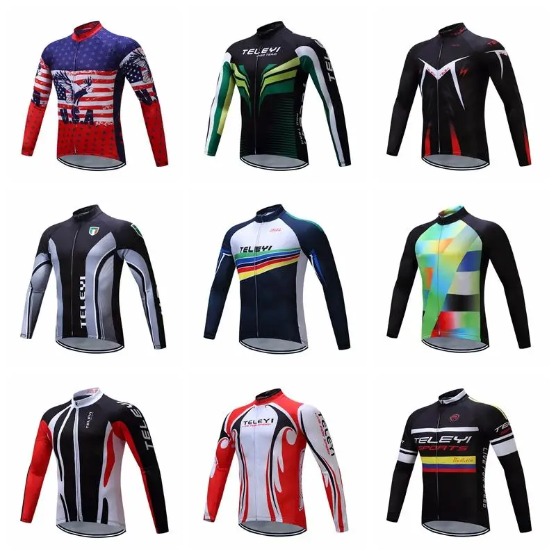 

Teleyi Long Sleeve Winter Cycling Jersey Clothing Men Autumn MTB Bicycle Jersey Riding Pro Ropa ciclismo Bike Jersey Wear