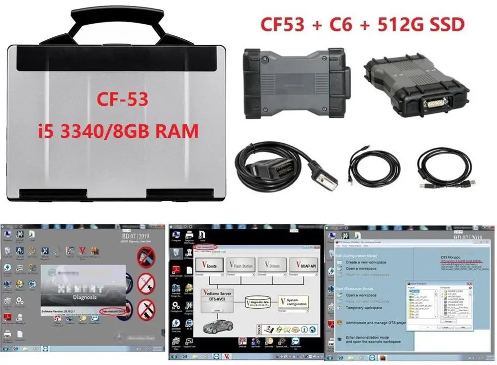 CF53 C6 software SSD MB Star C6 MB Диагностика VCI SD Подключение C6 VCI OEM DOIP X-entry Диагностика VCI аппаратное обеспечение без программного обеспечения HDD/SSD лучше, чем C4 C5 - Цвет: CF53 C6 software SSD