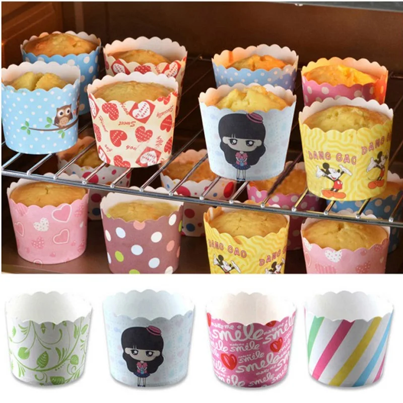 100 шт зеленый желтый полосатый дизайн бумага выпечки кекс чашка для свадьбы День