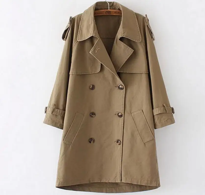 Женский Длинный модный свободный двубортный тренчкот для отдыха новинка