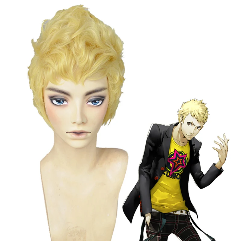 Парик для косплея P5 Persona 5 Ryuji Sakamoto короткие светлые термостойкие волосы костюма с