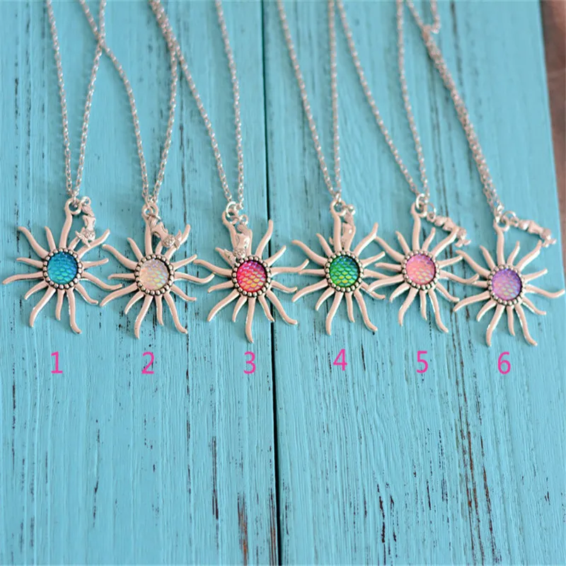 Серебряный Цвет цепь с ful рыбья чешуя солнце Русалка Форма цепи Цепочки и