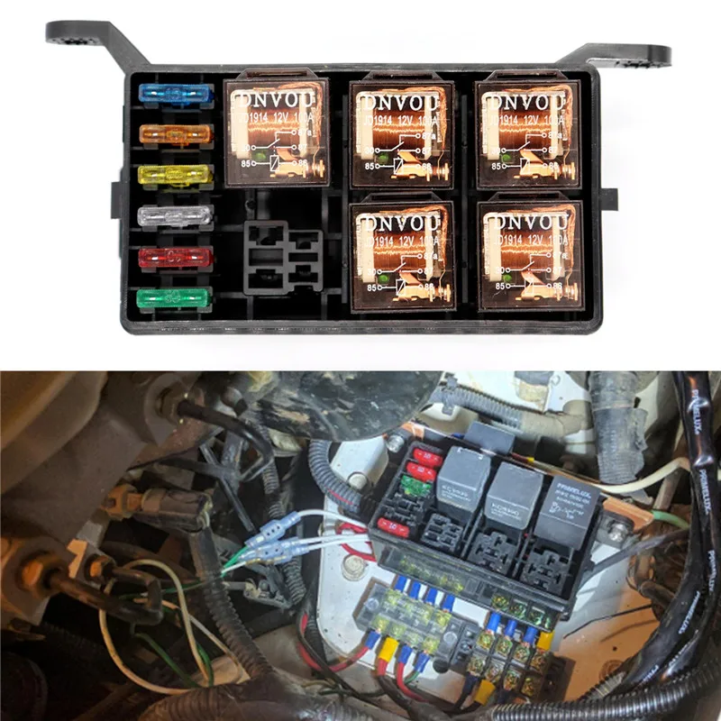 Предохранителей автомобиля DC12V 24V 80A 6 реле 5way блок для открытого типа багажник