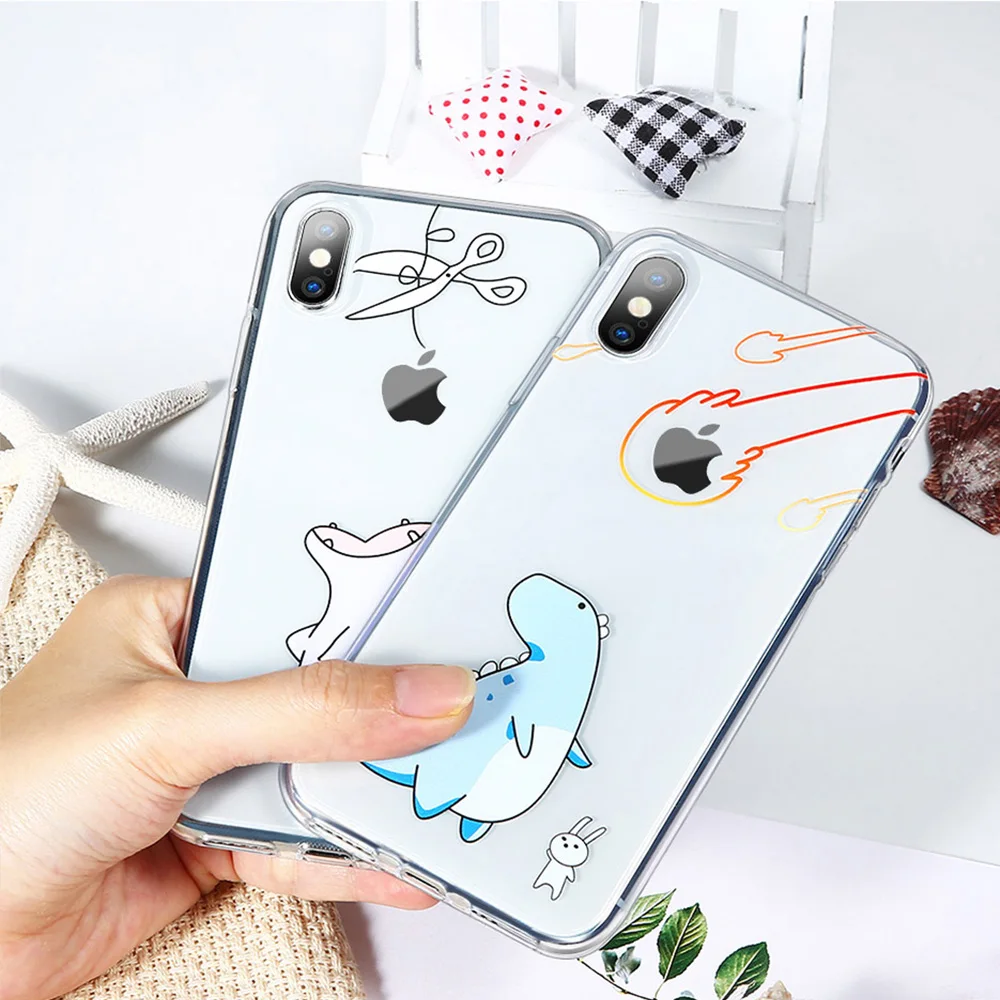 KISSCASE прозрачный мягкий ТПУ чехол для iPhone X XR XS Max с животным узором противоударный