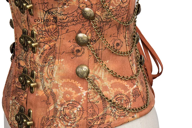 

Corstory Gothic Brown Denim Halter Overbust Corset Top Sexy Bustier Firm Control Waist Trainer Body Shaper Steampunk Slimming