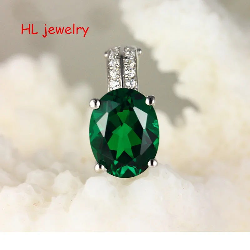 3.5ct Synthesis Green stone 7x9mm Oval 925 Sterling Silver Clip Earrings | Украшения и аксессуары