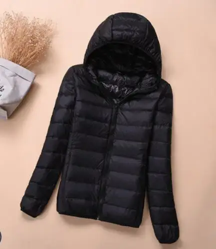 hoodie black SEDUTMO зимние куртки размера плюс 4XL, женские пуховики, ультра-светильник, пальто на утином пуху, короткая куртка с капюшоном, весенние парки ED658 - Цвет: hoodie black